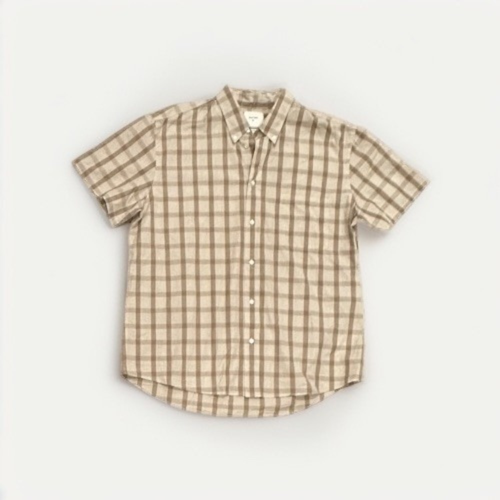 Billy Reid Men's Gingham Oxford Sport Shirt, Tan, Size XL - New With Tags